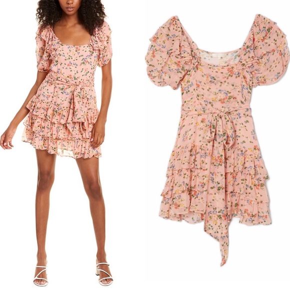 Loveshackfancy Kimbra ruffle floral peach orange floral size 4 - Picture 15 of 16